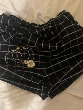 Navy Blue Checkered Shorts